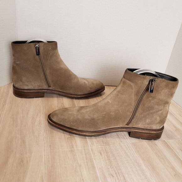 Via Spiga Women Evanna Water Resistant Suede Bootie Nude Taupe Side Zip Sz 7 - Picture 5 of 7